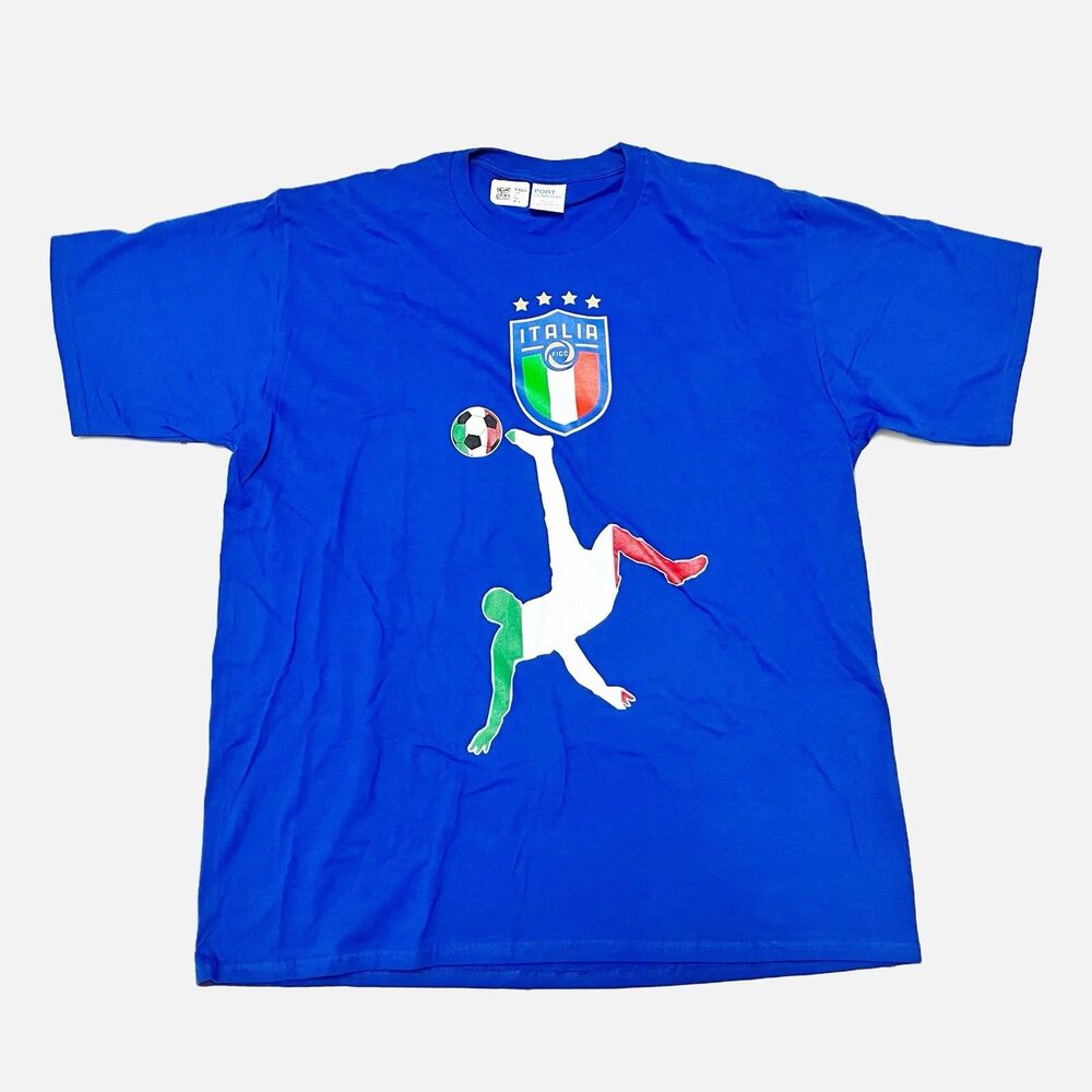 Italy Italia Soccer Futbal Blue T Shirt Size XL NWT